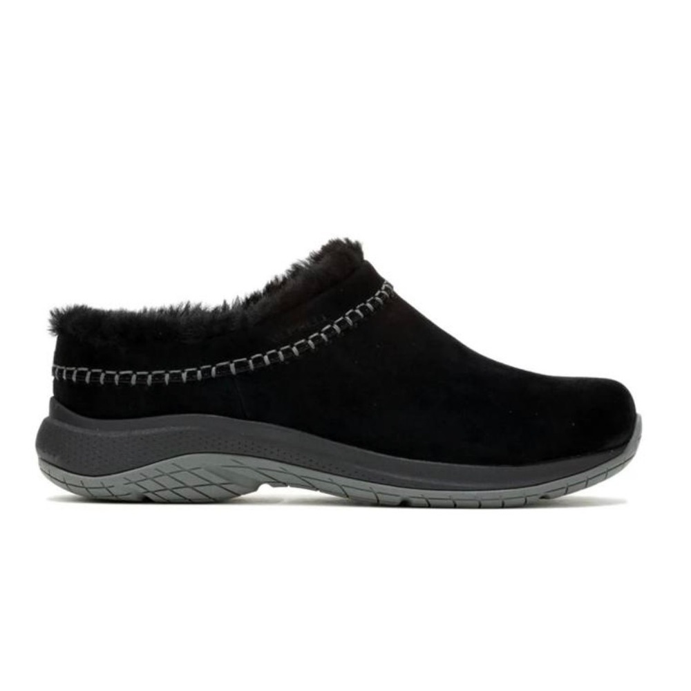 Merrell Encore Ice 4 Black Suede Faux Fur Lined Clogs Mules Women 8